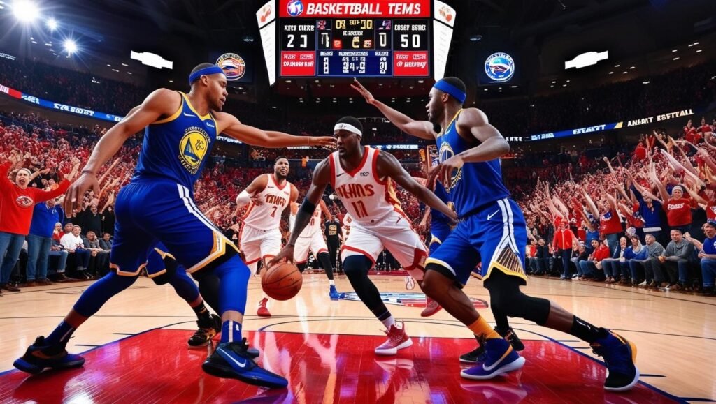 alt_text: High-energy WNBA game with NY Liberty vs. Indiana Fever, highlighting Caitlin Clark and cheering fans.