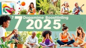 alt_text: Dopamine Hobbies image showsA vibrant scene of diverse people joyfully engaging in hobbies that boost dopamine levels.