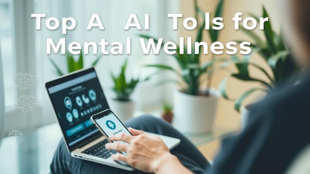 alt_text: A serene scene showcasing a person using calming tech in a cozy space, symbolizing mental wellness.